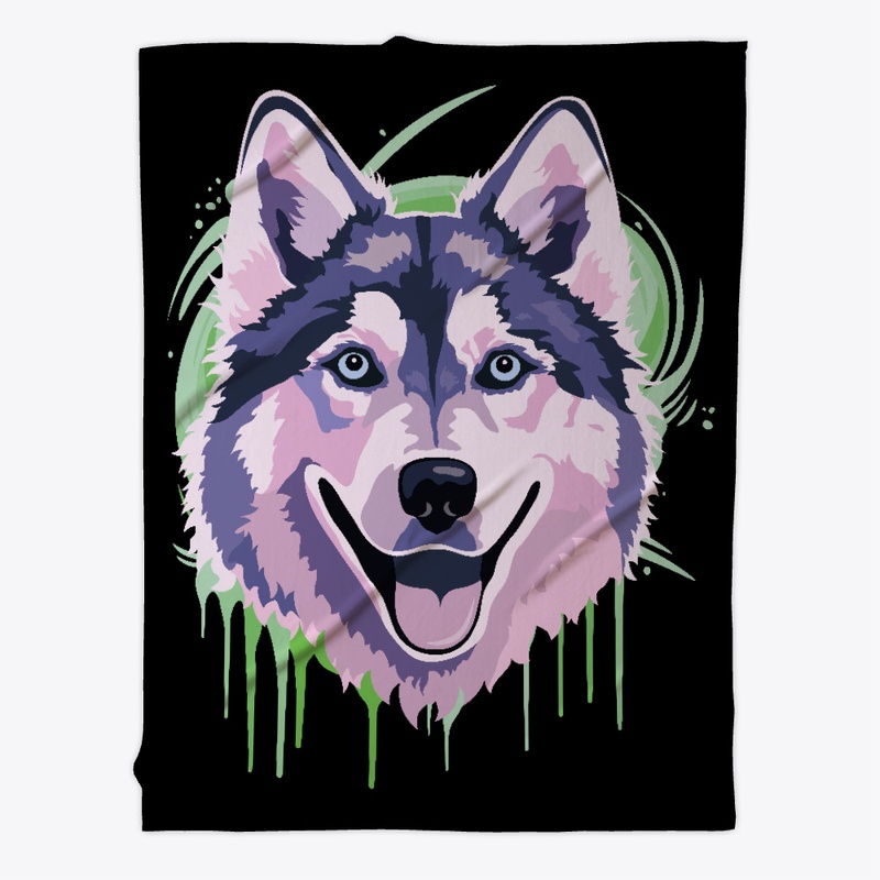 cute purple colored Siberian Husky Dog