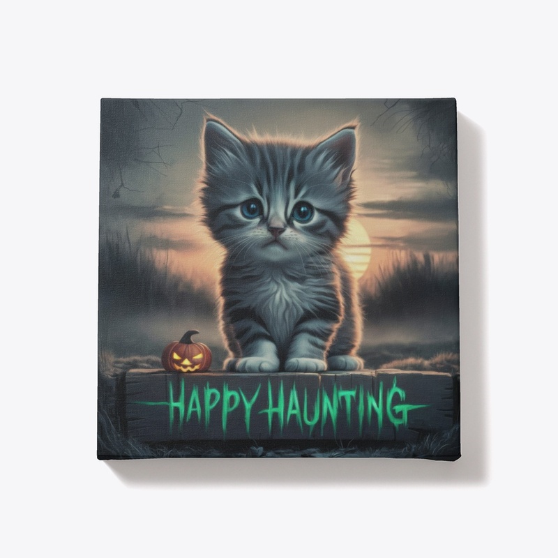 Adorable Kitten ‘Happy Haunting’ Canvas