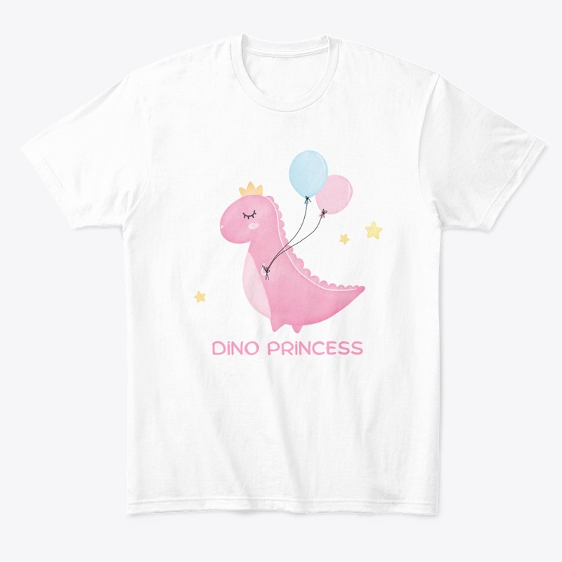 Pink Dino Princess White tee for Girls
