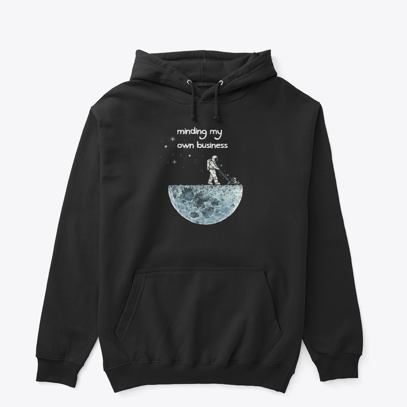 moon lawn mower minding own business