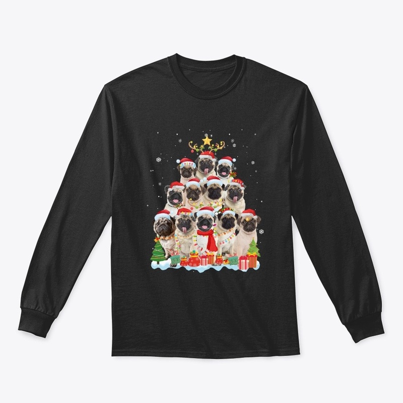 Pug Christmas Tree Pajama Xmas Shirt