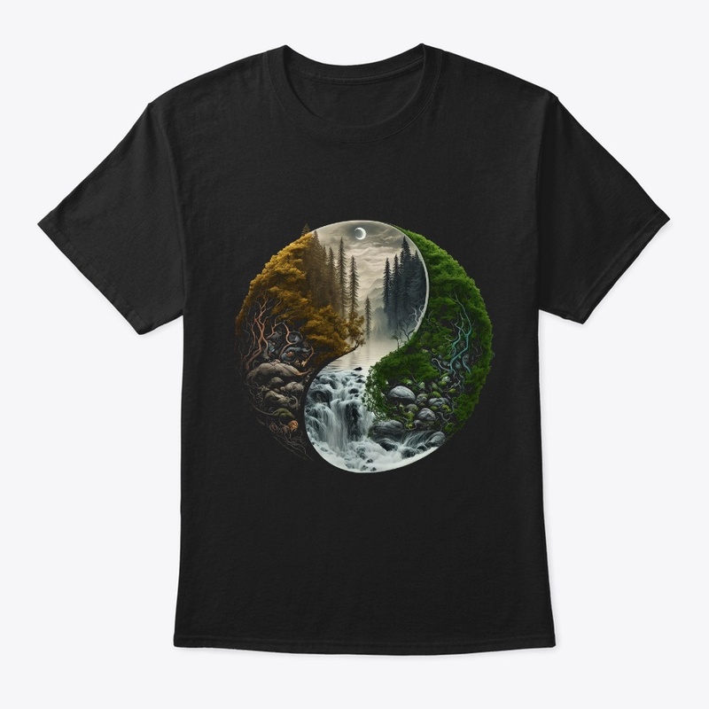  landscape forest waterfall yin yang