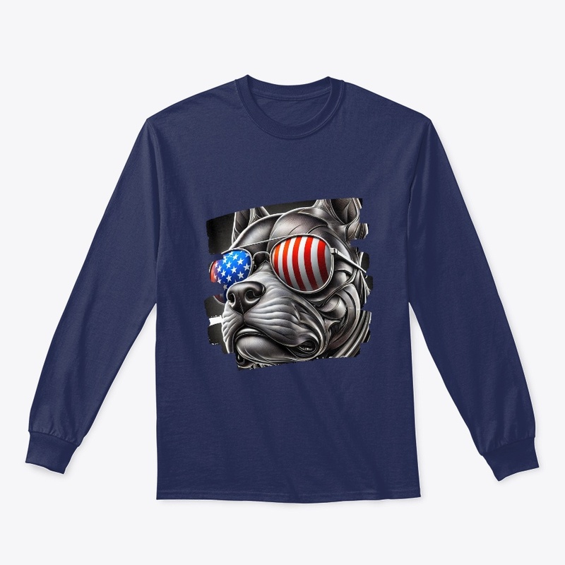 Dog Art with American Flag Sunglasses