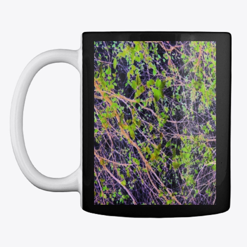 neon green leaves purple pink