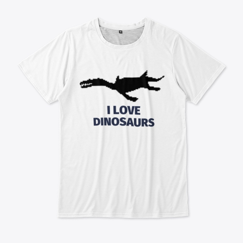 Pixel Art Dinosaur 12 White