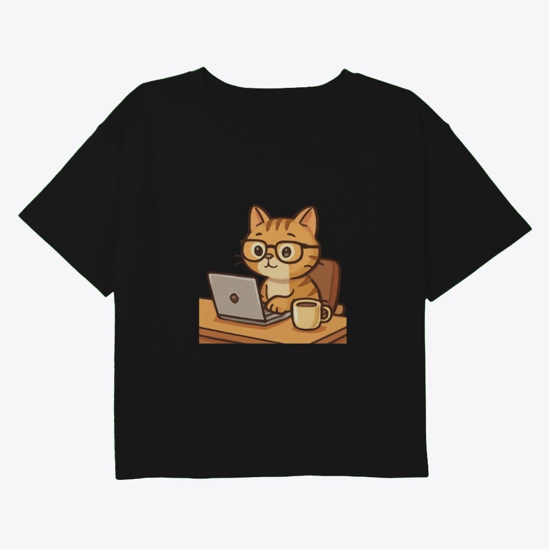 Work from Home Cat - Coffee & Laptop