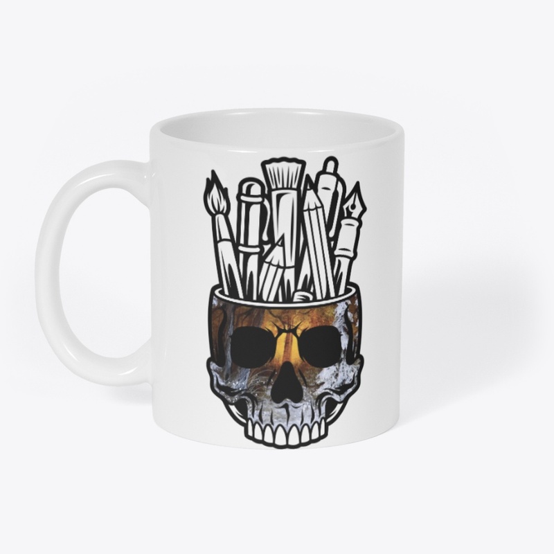 Skull Paintbrush Holder 
