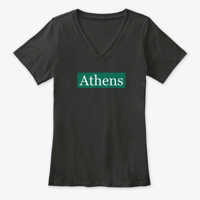 Athens Written in White on Green