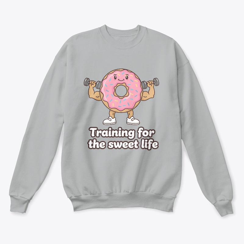 Donut lifting dumbbells, funny fitness