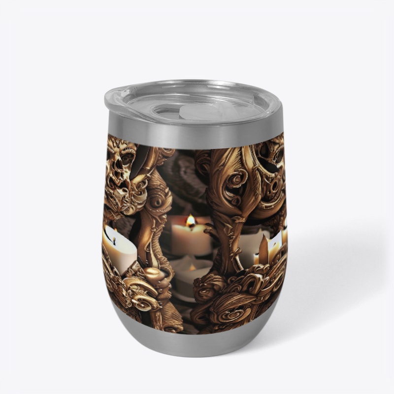 Halloween Candle Skull Seamless Pattern 