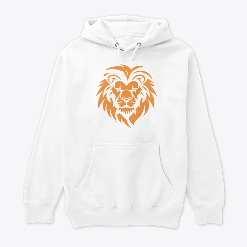 Simple orange lion head silhouette logo