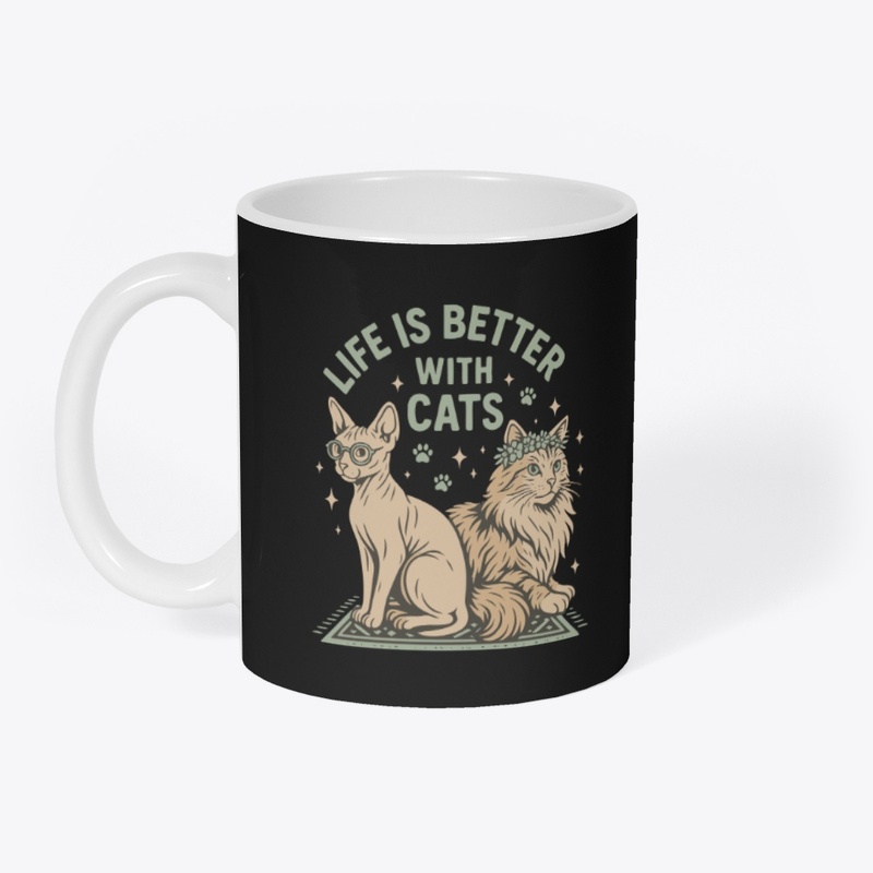 Life Is Better With Cats Sitting Pair 