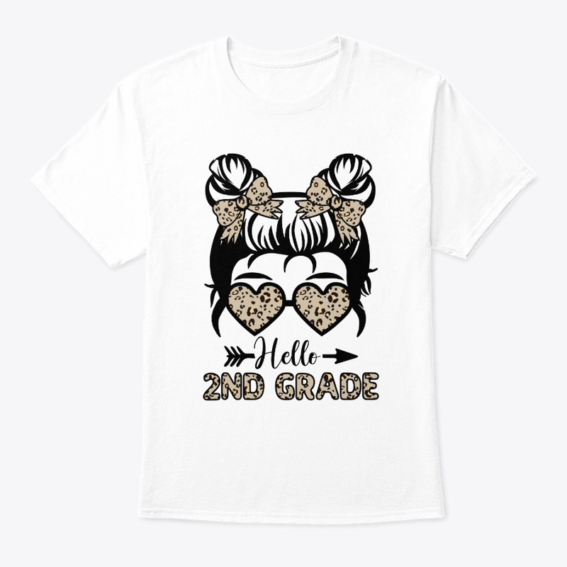 Hello 2nd Grade Messy Bun - Leopard