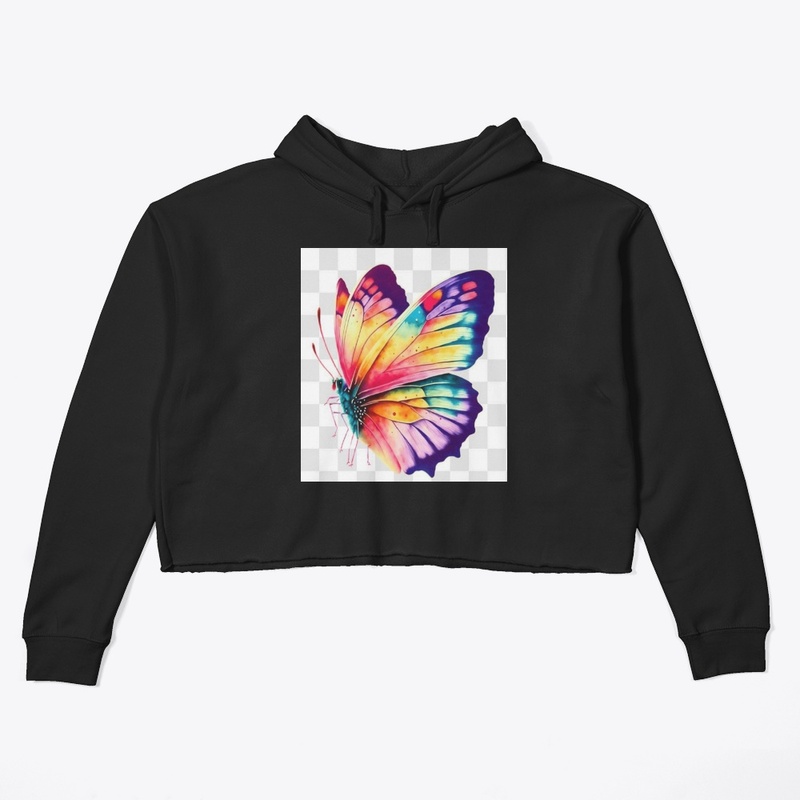 Womens Crop Hoodie buterfly image