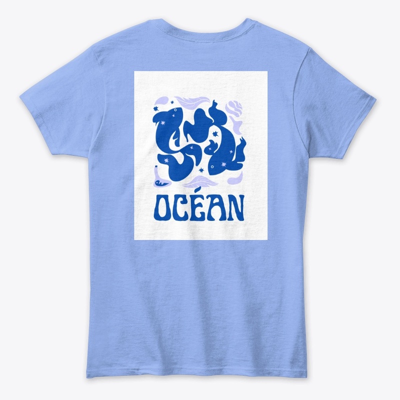 Minimalist Ocean Tee – Blue & Lavender