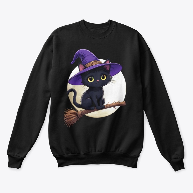 Black Cat Witch Halloween Tee