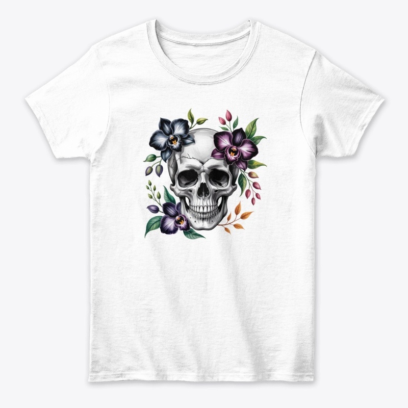 Skull and orchids