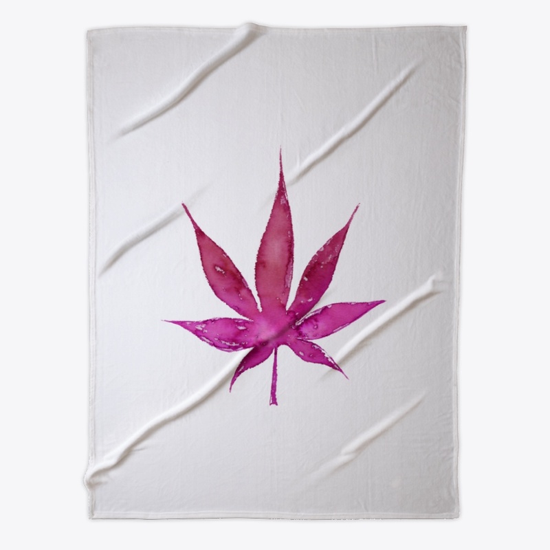 Cannabis leaf in fuscia watercolor