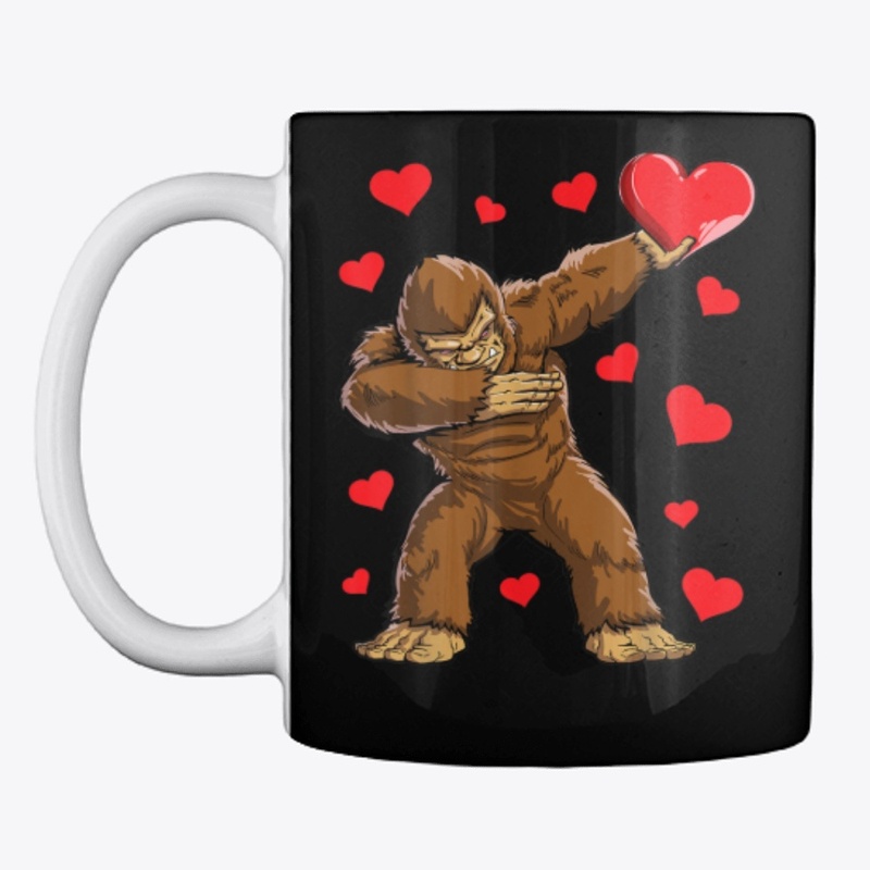 Dabbing Bigfoot Heart Valentines Day
