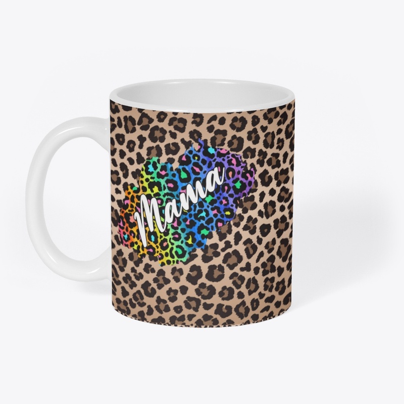 Mama With Rainbow Cheetah Print