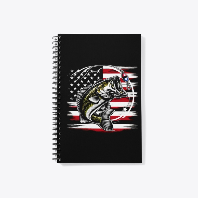 Patriotic Bass Fishing American Flag