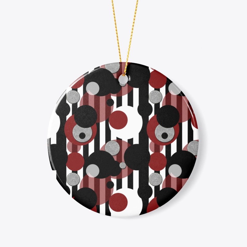 Black White Stripes Red Dots