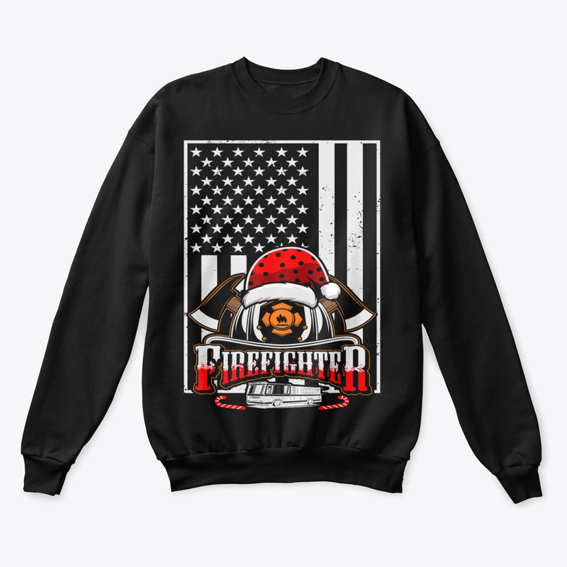 FIRE TRUCK AMERICAN FLAG PROUD FIREFIGHT