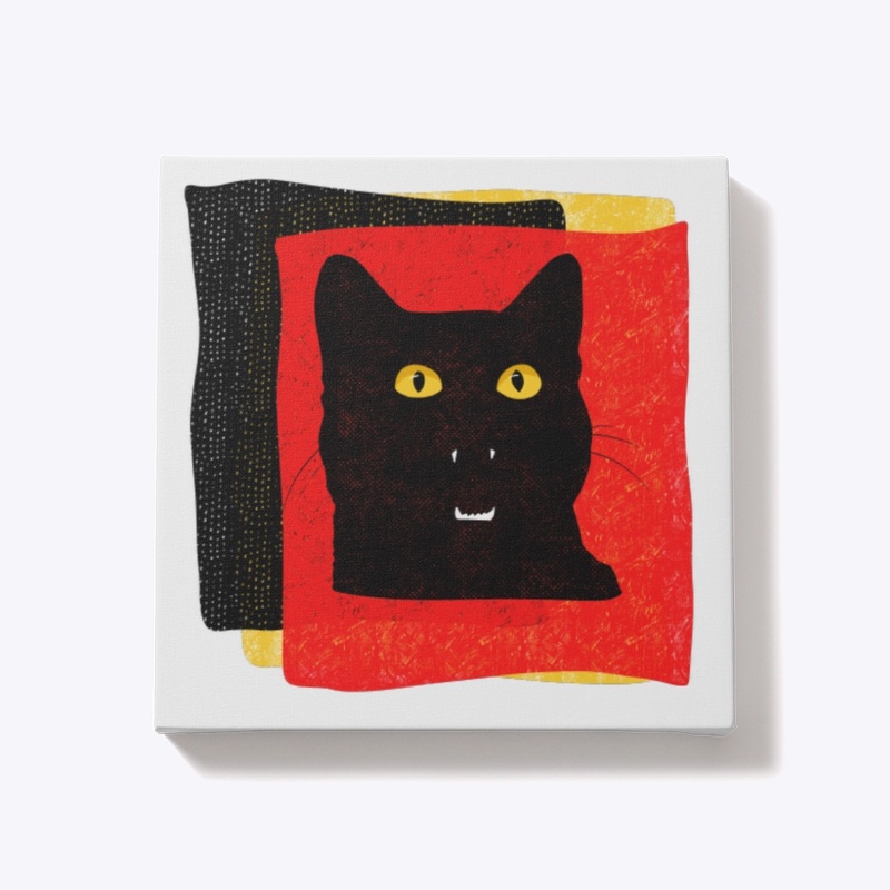 Black Cat Block Print