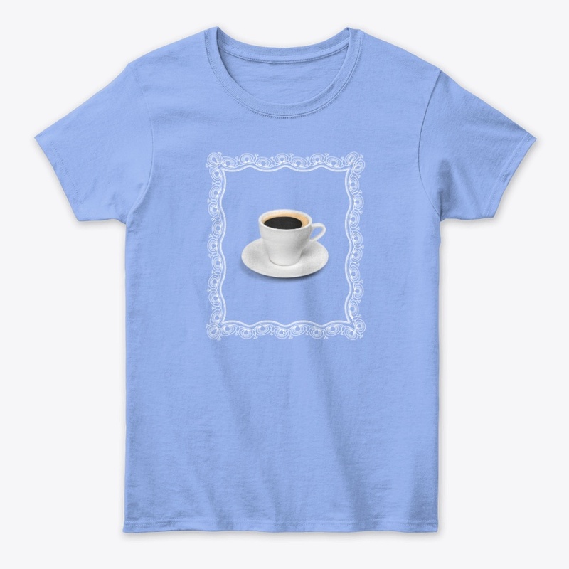 White coffee cup in ornate frame