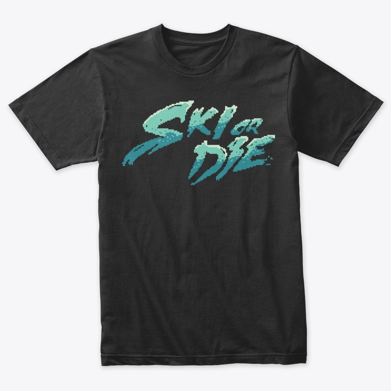 Ice Sunset Ski or die Pixel art Logo
