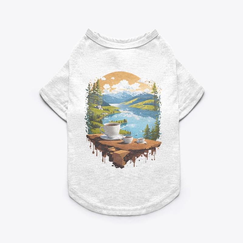 cup of coffee while sitting near a lake 