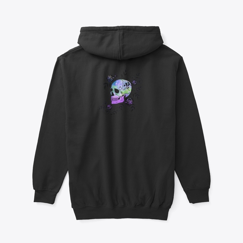 Multi color skull and rose