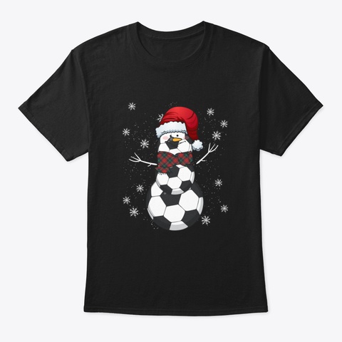 Funny Soccer Snowman Party Christmas Cos Black T-Shirt Front