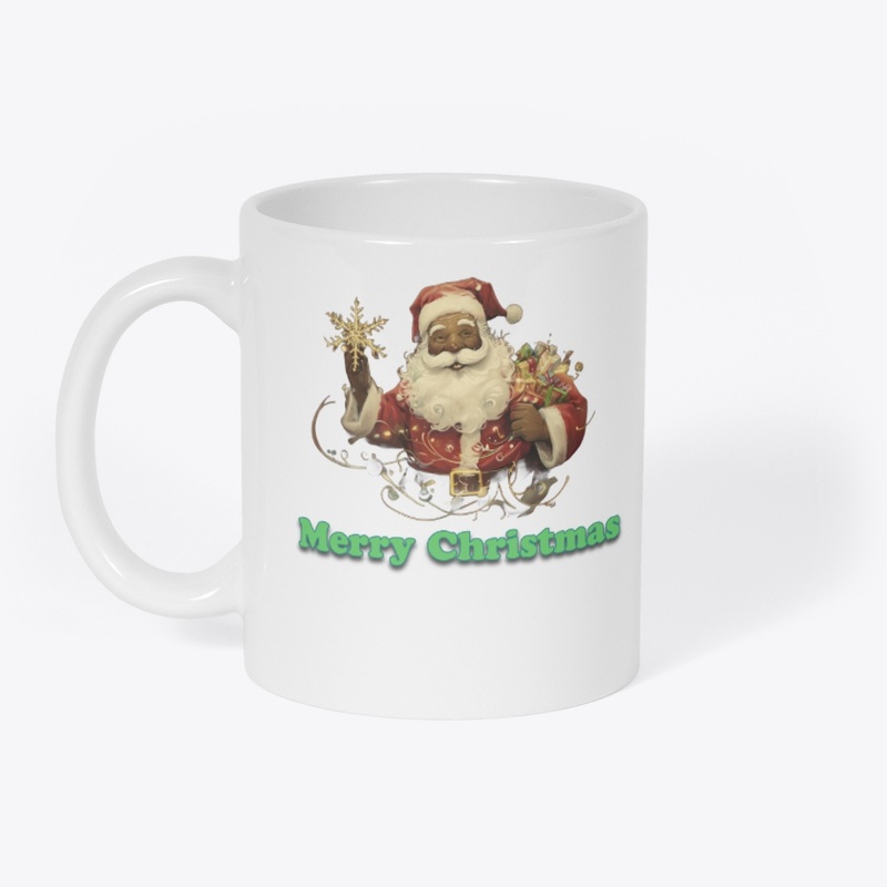 Black Santa Merry Christmas Festive Tee