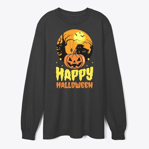 Happy Halloween Party Haunted House Black T-Shirt Front