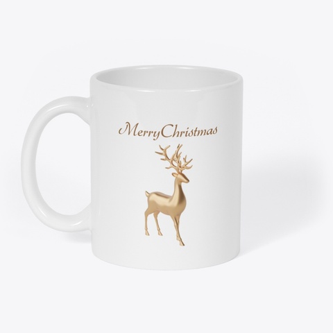 Christmas Gold Reindeer White Camiseta Front