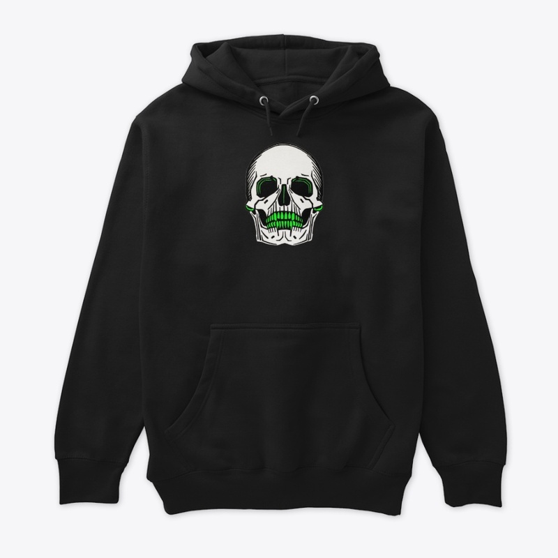 Dark Skull Neon Highlights Green Teeth