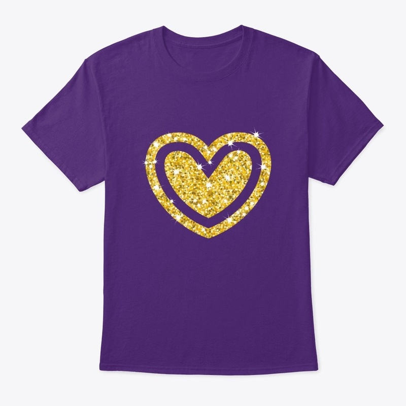 Gold Glitter Heart in Heart 