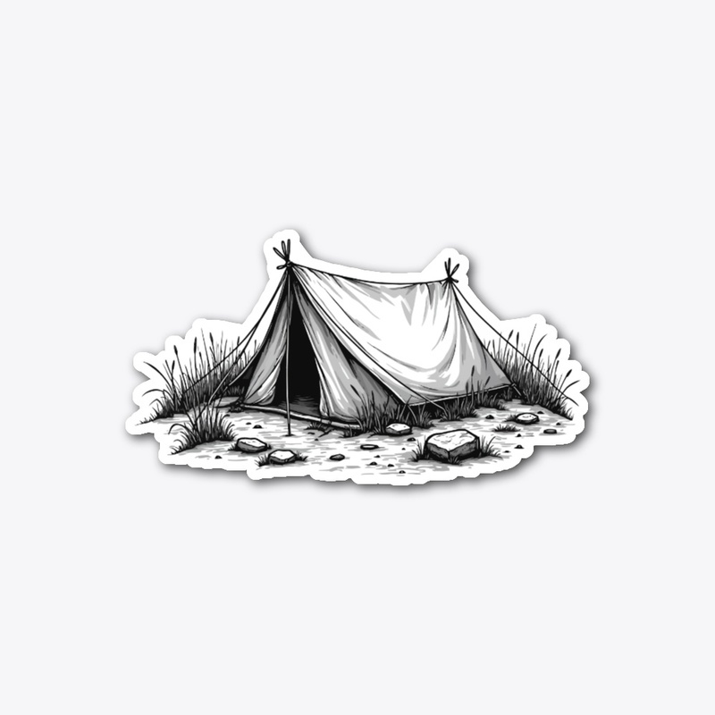 Vintage Camping Tent Drawing