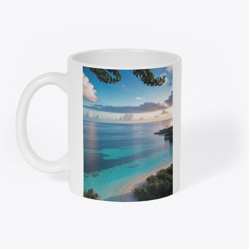 Coffee mug, w/ Maldives islands theme 