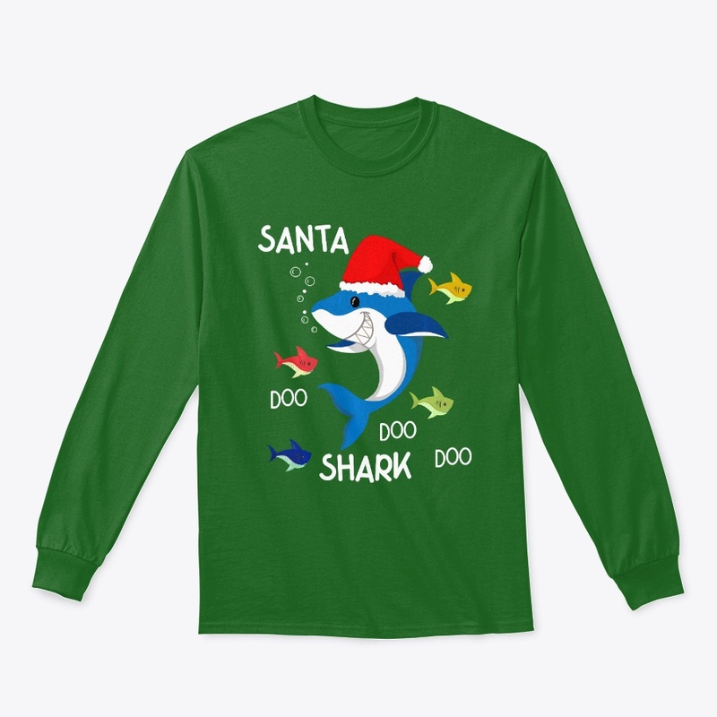 Santa Claus Shark Red Merry Christmas