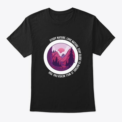 Hiking Mountain Climbing Outdoor Camping Black T-Shirt Front