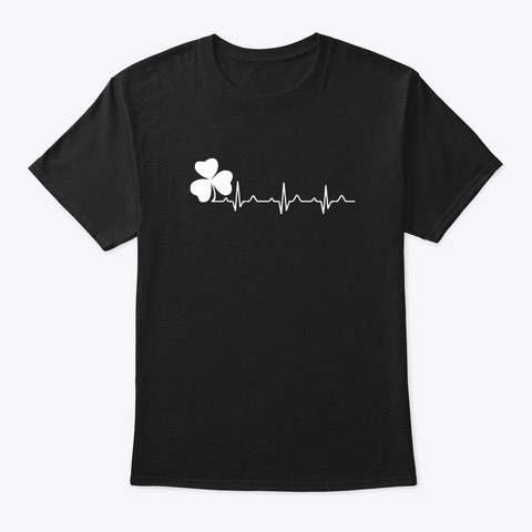 Irish Heartbeat St.Patricks Day Clover S Black T-Shirt Front