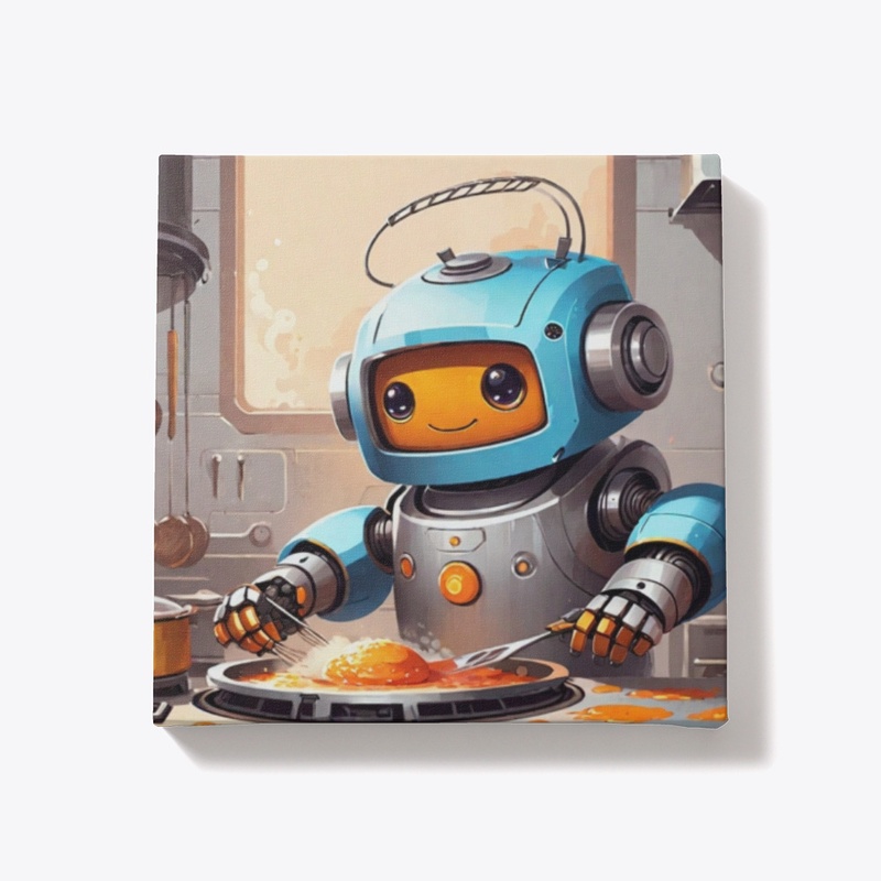 A robot cooking dinner