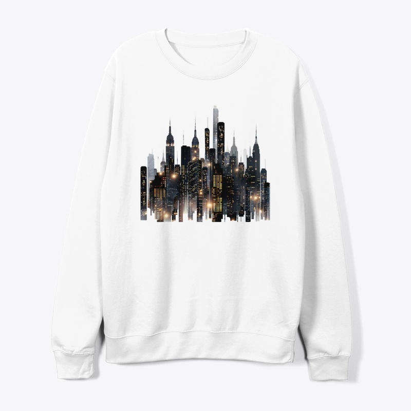  City skyline illuminated at night.