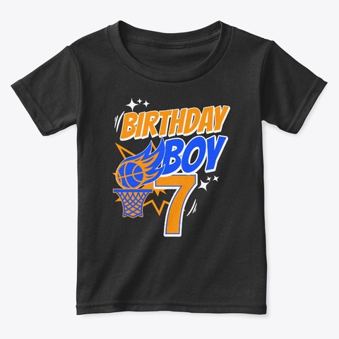 Age 7 Birthday Basketball Party Shirt Black T-Shirt Front