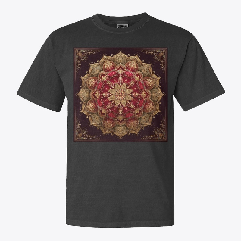 Red Gold Mandala Vintage Design