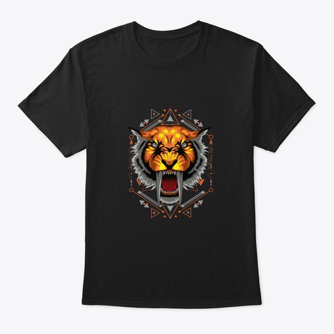 Tiger Face Tiger Portrait Black T-Shirt Front