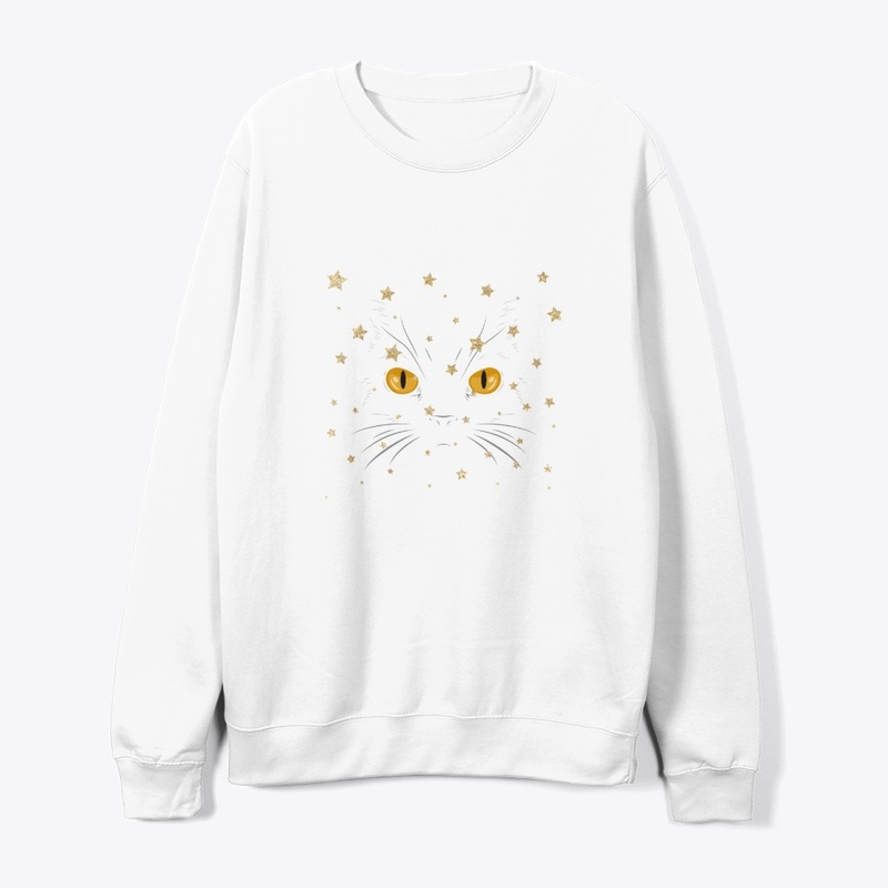 cute cat face & stars or meow