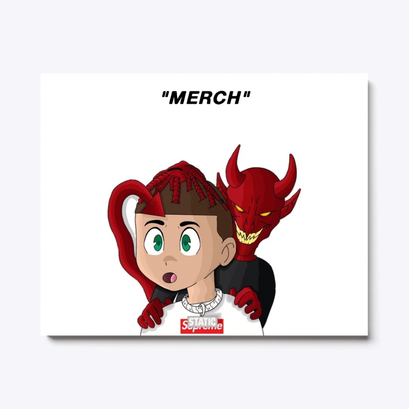LIL STATIC "DEMONS" CANVAS POSTER WHITE